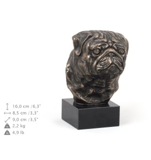 Mops, Pug głowa na kamieniu Art-Dog